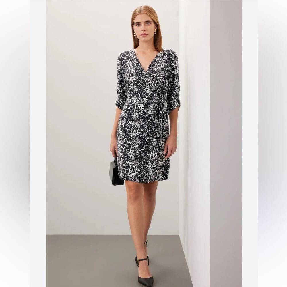 Club Monaco Floral Wrap Dress Black/White Size 0